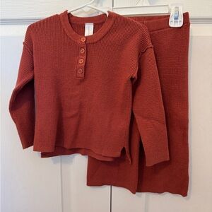 Modern Moments Toddler 3t Waffle Knit Sweater Set - Warm Rust